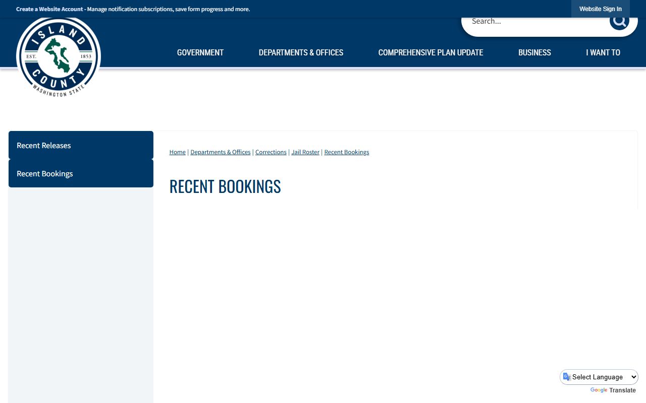 Island County inmate records recent bookings report