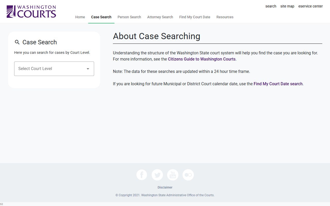 Washington Courts case search for Island County court records after arrest